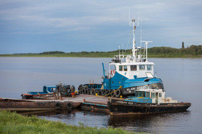 Tugs Nelson River and Harricana River with small tug at Moosonee
