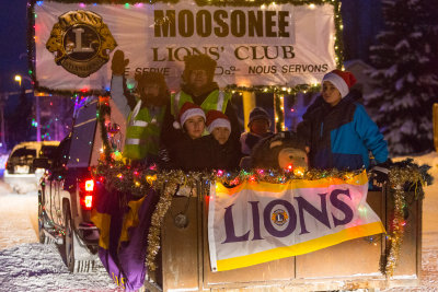 Moosonee Lions Club float in Santa Claus Parade.