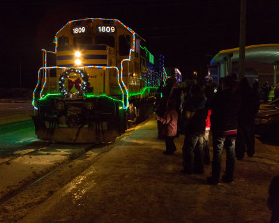 Ontario Northland Railway Christmas Train arriving in Moosonee