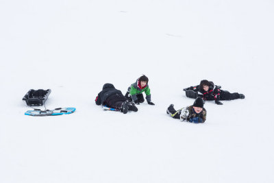 Boys sliding on McCauley's Hill 2014 December 22nd
