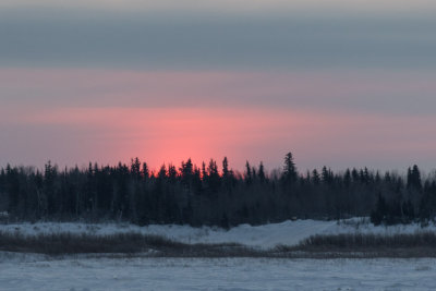 Sunrise on a cloudy morning at Moosonee February 4th.