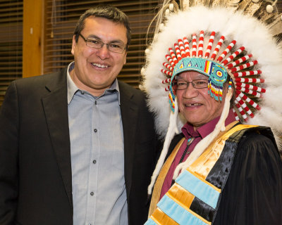 Fort Albany Chief Andrew Solomon with former Chief Edmund Metatawabin