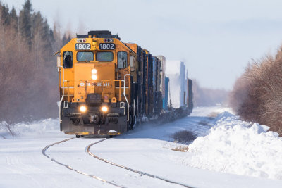 Freight 419 approaches Moosonee 2015 March 27th
