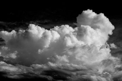 Clouds above the Moose River. Black and white.