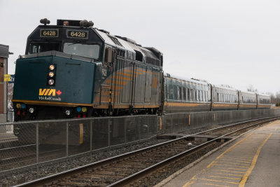 VIA 6428, F40PH-3 at Cobourg Ontario with train 51 headed to Toronto.