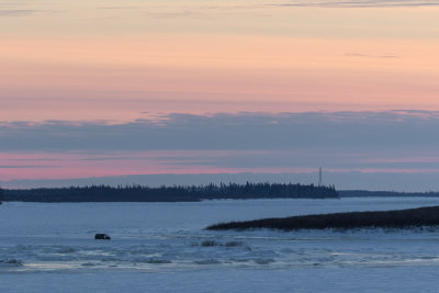 Driving across the Moose River around sunset Christmas Day 2016