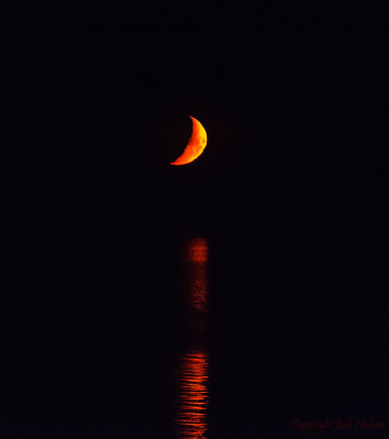 Moon setting over Lake Huron
