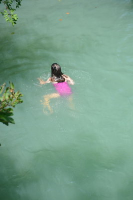 Helen in Falling Water Waterfall