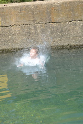 Adrian Jumping in At Ponca Access Bridge