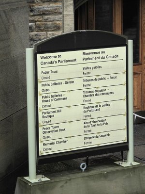 Sign, Centre Block, Parliament Hill, Ottawa, Ontario