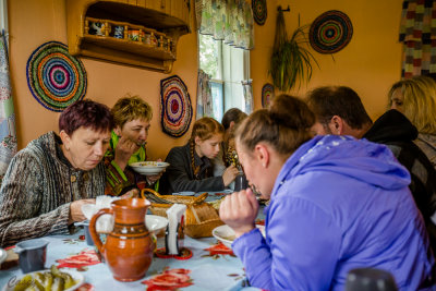 The guests enjoying the lunch