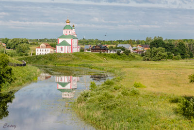 Looking down the Kamenka River to the Church of Elijah the Prophet.