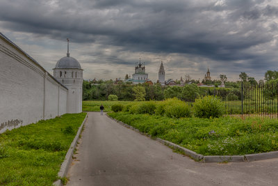 View down the wall of the Convent of the Intercession towards the town.