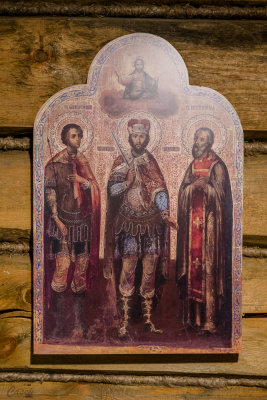 An icon in the wooden church