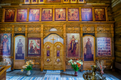 The iconostasis in the wooden church