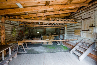 Inside the attached barn