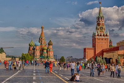 View down red square towards St. Basil's