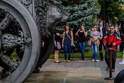 Checking out the front of the Tsar's Cannon