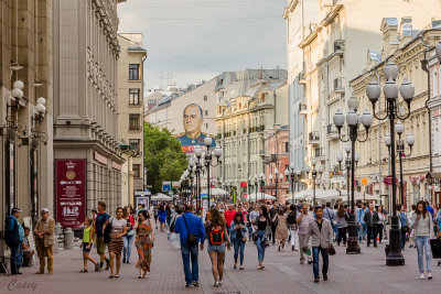 Old Arbat street gets busy in the evenings.