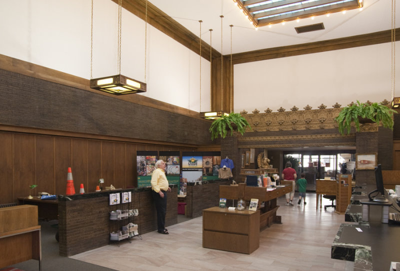 Long view of bank interior
