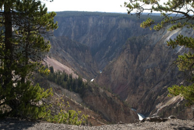 View of Yellowstone River with canyon sides