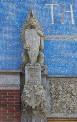 Winged lion with mosaic background, detail