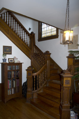Foyer: Stained Glass Window and Staircase