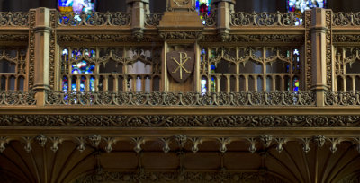 Rood Screen: center of screen with Chi Rho