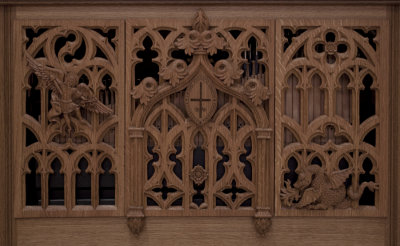 Portative Organ: rear view of grill