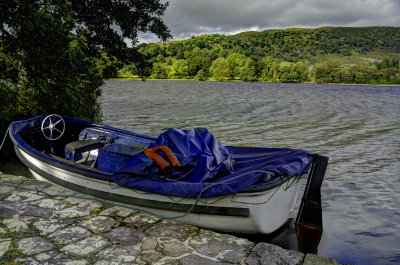 Safety boat at Inchmahome Priory on Lake of Menteith