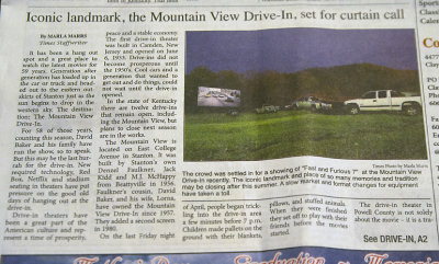 Oh no...the Mountain View Drive-In is closing! 
