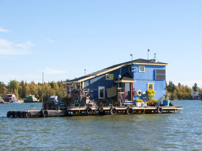 Colourful Boathouse-Yellowknife Bay