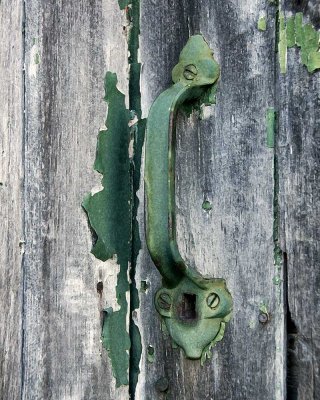 Old Green Door Handle