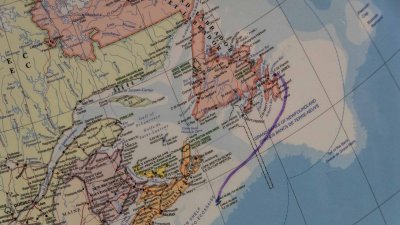 Map from St. John's Newfoundland to Sable Island