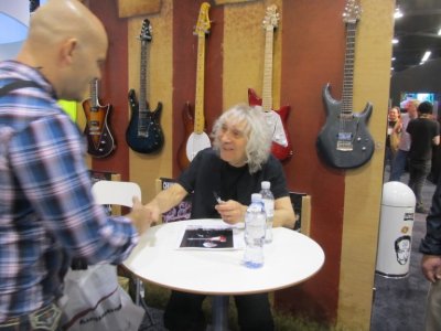 Albert Lee signing in the Ernie Ball booth