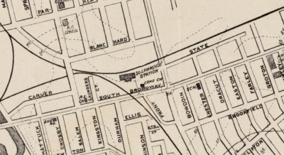 1904 city map showing So. Lawrence Station