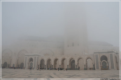 ocean fog envelopes the mosque