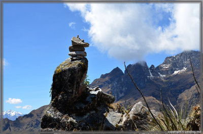 Hikers pile up rocks when they walk by the 2nd pass