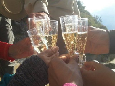 Champagne toast at Sun Gate - official end of the hike