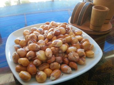 Fried corns are as common as peanuts, served as starter