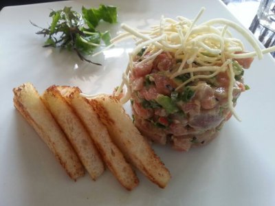 Ceviche and toast