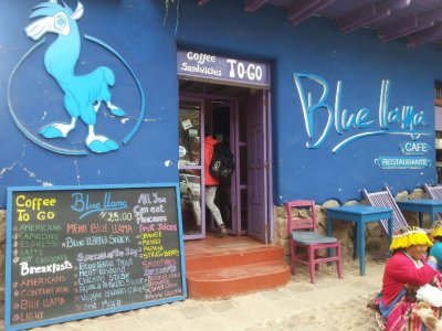 Blue Llama is a hip restaurant at Pisac, Sacred Valley