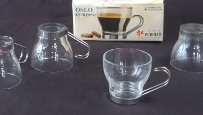 Italian Glass Espresso Cups - New in Box