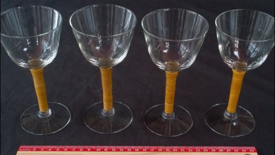 Antique Highball Glasses w/ Bamboo wrapped stems