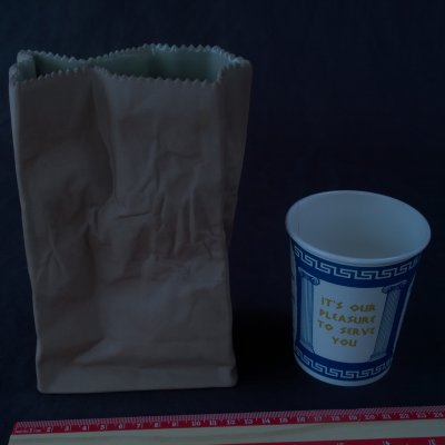 Ceramic Brown Paper Bag Vase