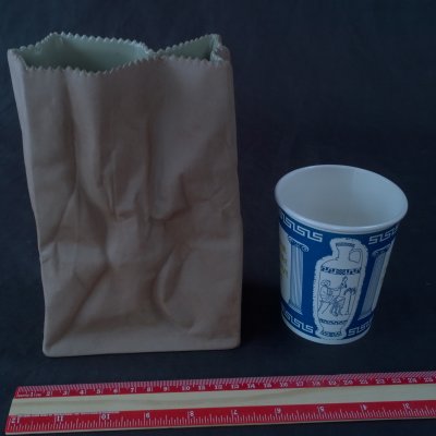 Ceramic Brown Paper Bag Vase