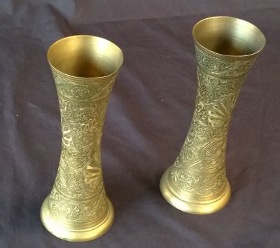 Carved Brass Vases