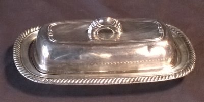 Silver Butter Dish w Glass Insert