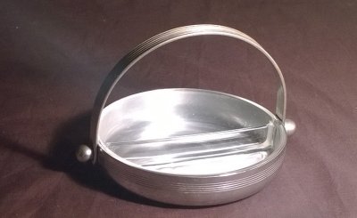 Chrome and Divided Glass Candy Dish