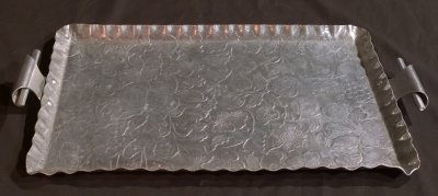 Hand Wrought Aluminum Serving Tray or Platter - Nice